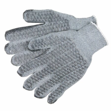 MCR SAFETY Gloves, Cotton/Polyester Gray Honeycomb, M, 12PK 9676MM